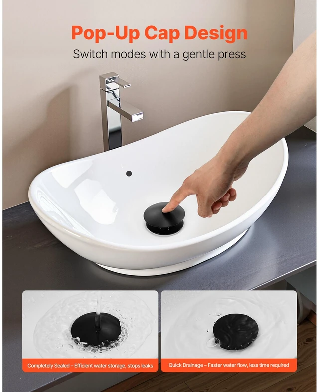 Alt view image 6 of 7 - Bathroom Sink Drain with Overflow Anti-Clogging Vessel Sink Drain Strainer