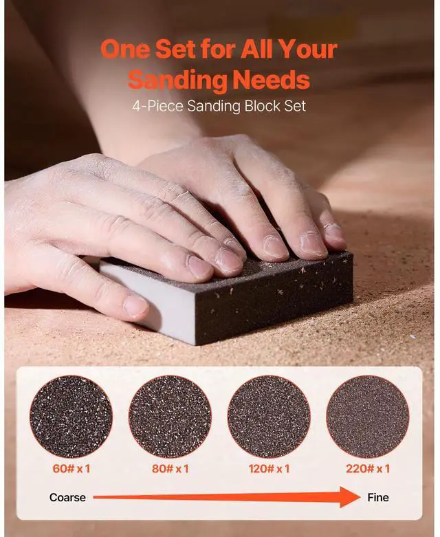 Alt view image 7 of 7 - Sanding Sponge 4Pcs 60/80/120/220 Washable and Reusable Sanding Blocks