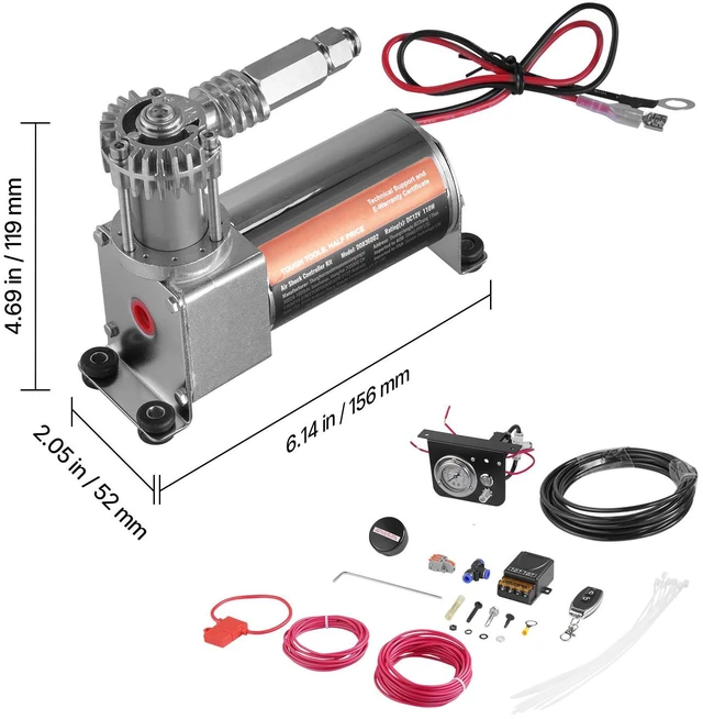Alt view image 7 of 7 - Air Shock Controller Kit 12V 100PSI On Board Air Compressor System Single Path