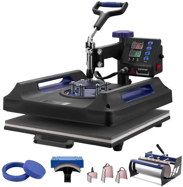 Main image of 8 in 1 Heat Press Machine 15x15 in 30oz Tumbler Press T-Shirts Black+Blue