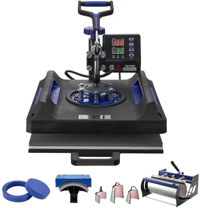 Alt view image 3 of 7 - 8 in 1 Heat Press Machine 15x15 in 30oz Tumbler Press T-Shirts Black+Blue