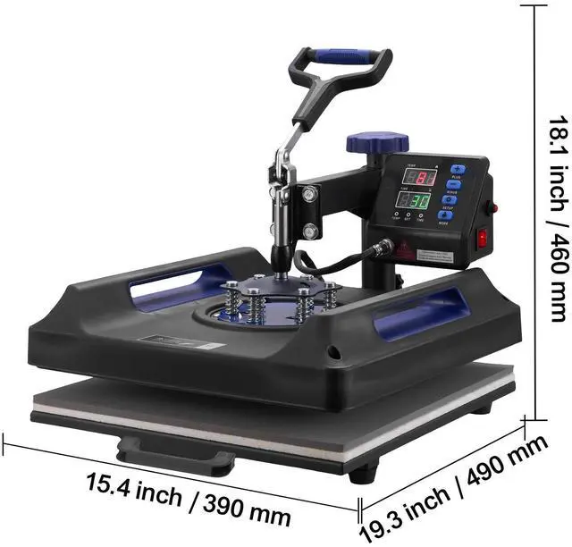 Alt view image 6 of 7 - 8 in 1 Heat Press Machine 15x15 in 30oz Tumbler Press T-Shirts Black+Blue