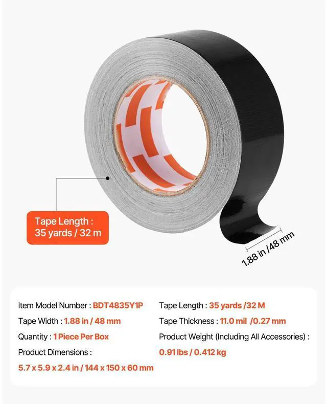Alt view image 2 of 7 - Duct Tape Heavy Duty 1.88 in x 35 Yards 1 Pack Waterproof Indoor Outdoor Repair