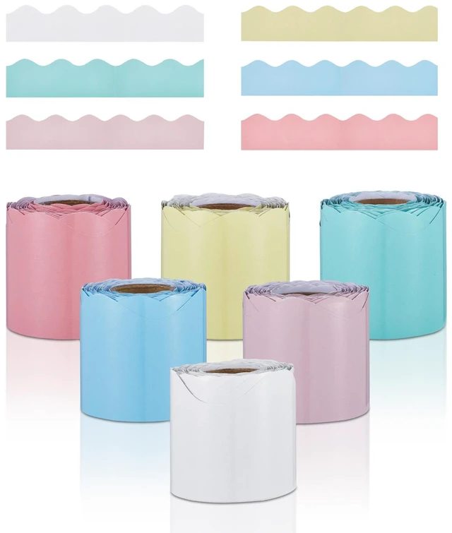 Main image of Bulletin Board Borders 6 Rolls 32.8 Ft Rolled Scalloped Border Trim for School