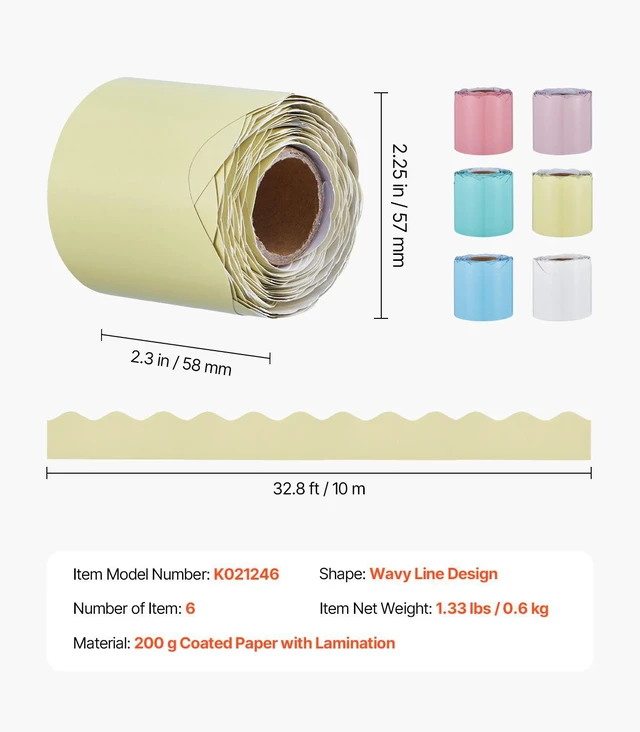 Alt view image 2 of 7 - Bulletin Board Borders 6 Rolls 32.8 Ft Rolled Scalloped Border Trim for School