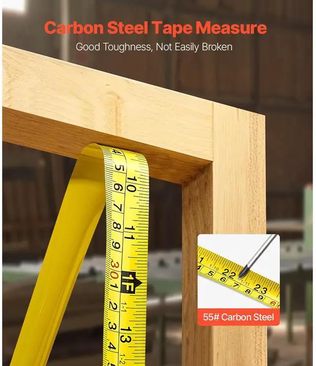 Alt view image 3 of 7 - Tape Measure 25 ft Length, Measuring Tape with Retractable, Imperial and Metric ft/m Dual-Scale & ABS Case & Easy Read Steel Measurement Tool, for Outdoor,Decoration