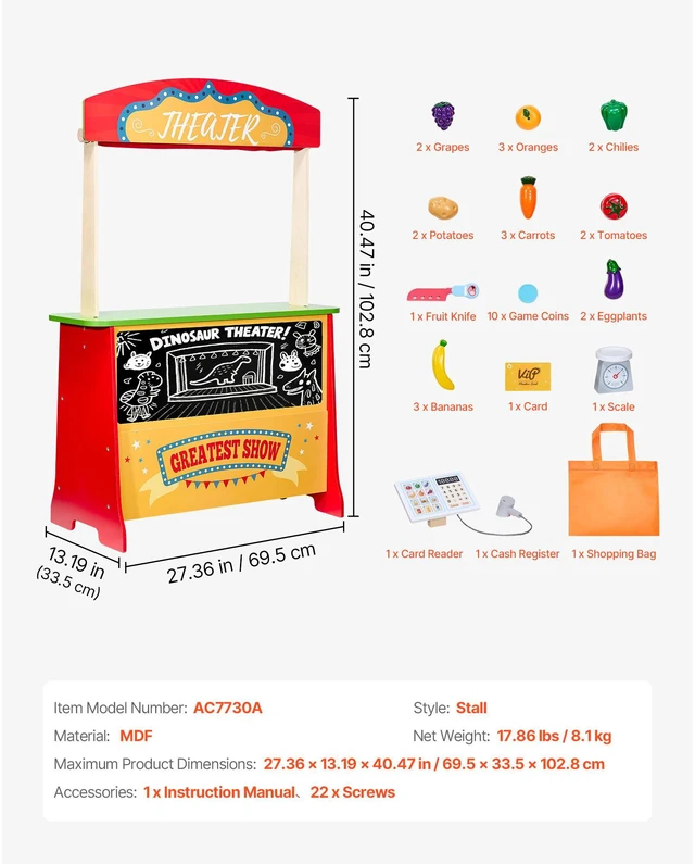 Alt view image 6 of 7 - Wooden Puppet Theater 2-in-1 Reversible Play Store Kids Play Market Stand