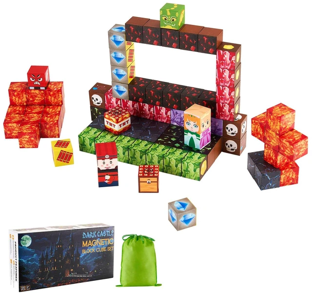 Alt view image 7 of 7 - Magnetic Blocks 100 PCS Dark Castle Set STEM Montessori Sensory Toys