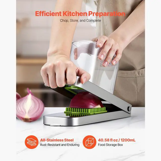 Alt view image 2 of 7 - Vegetable Chopper Food Veggie Cutter 3 Stainless Onion Slicer with Container
