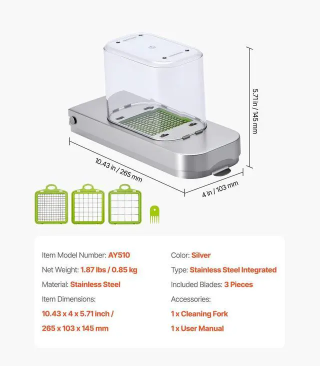 Alt view image 5 of 7 - Vegetable Chopper Food Veggie Cutter 3 Stainless Onion Slicer with Container
