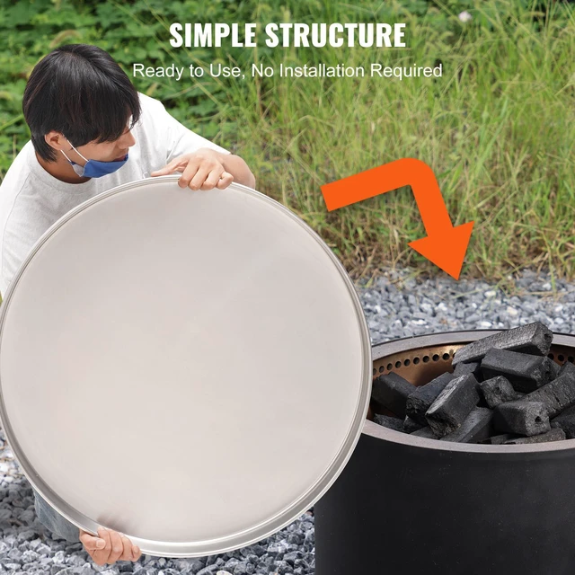 Alt view image 4 of 7 - Fire Pit Cover Lid, 27" Portable Firepit Spark Screen,Stainless Steel Steel Metal Cover, Easy-Opening Outdoor Wood Burning and Camping Stove Accessory, for Outdoor Patio Fire Pits Backyard