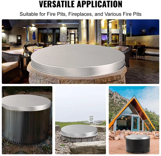 Alt view image 5 of 7 - Fire Pit Cover Lid, 27" Portable Firepit Spark Screen,Stainless Steel Steel Metal Cover, Easy-Opening Outdoor Wood Burning and Camping Stove Accessory, for Outdoor Patio Fire Pits Backyard