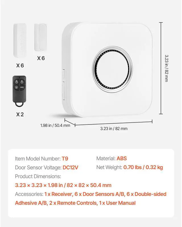 Alt view image 4 of 7 - Door Chime, DC 12V, Wireless Door Open Contact Sensor Alarm Chime with 656 ft Range, for Business, Store, Home, Office (1 Receiver & 6 sensors(APP))