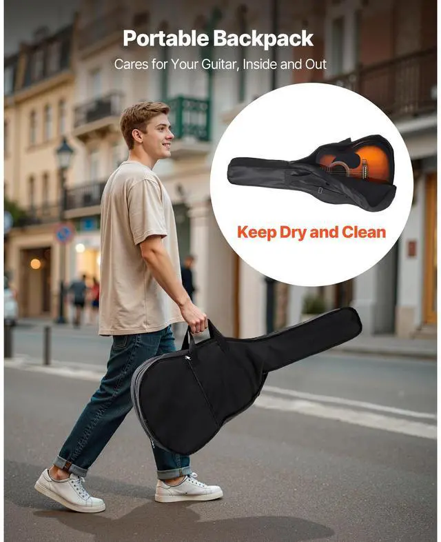 Alt view image 5 of 7 - 40 in Dreadnought Acoustic Guitar Beginner Bundle with Gig Bag Adult Sunburst