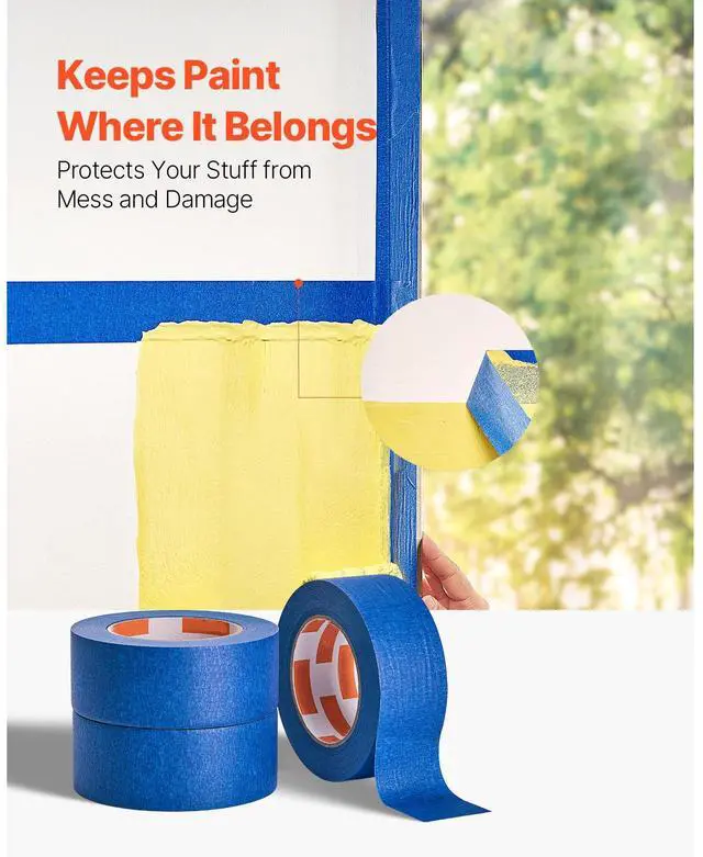Alt view image 4 of 7 - Painters Tape 2 Inch Wide (1.88 In x 60 Yds) 3 Rolls Blue Painter Msking Tape
