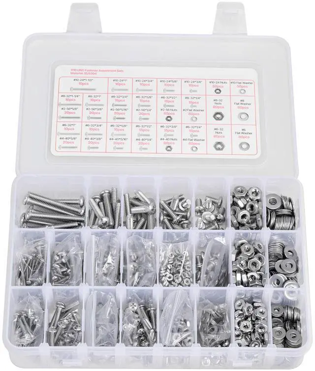 Main image of 1110 Pcs Bolts Nuts Assortment Kit Imperial Stainless Steel for Furniture