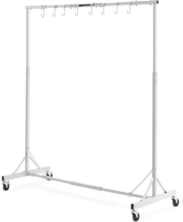 Alt view image 6 of 7 - Painting Rack, 5 ft-7 ft Adjustable Height, 66 lbs Capacity Automotive Paint Rack Stand, 8 Hooks Painting Drying Rack with 4 Swiveling Wheels, Auto Body Stand for Auto Repair Shops & Garage