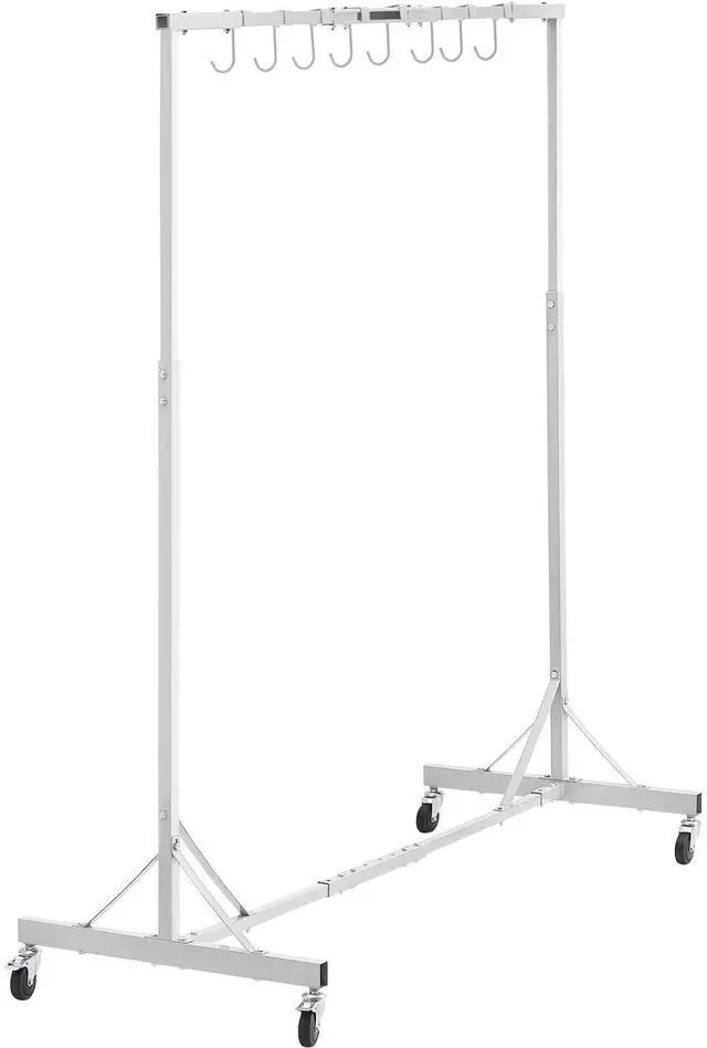 Alt view image 4 of 7 - Painting Rack, 5 ft-7 ft Adjustable Height, 66 lbs Capacity Automotive Paint Rack Stand, 8 Hooks Painting Drying Rack with 4 Swiveling Wheels, Auto Body Stand for Auto Repair Shops & Garage