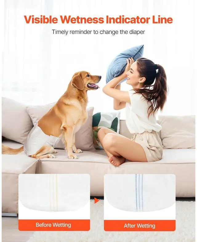 Alt view image 5 of 7 - Disposable Dog Diapers Super Absorbent Female Dog Diapers M Size 144 Count