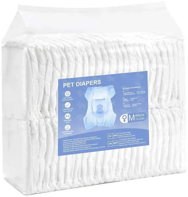Alt view image 7 of 7 - Disposable Dog Diapers Super Absorbent Female Dog Diapers M Size 144 Count