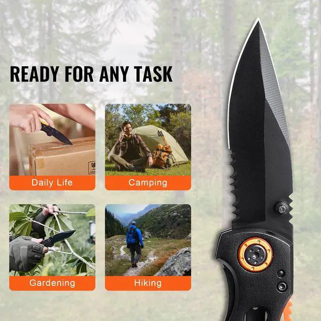 Alt view image 3 of 7 - Folding Pocket Knife 3 in/7.6 cm 7Cr17Mov Blade Aluminum Handle Sharp