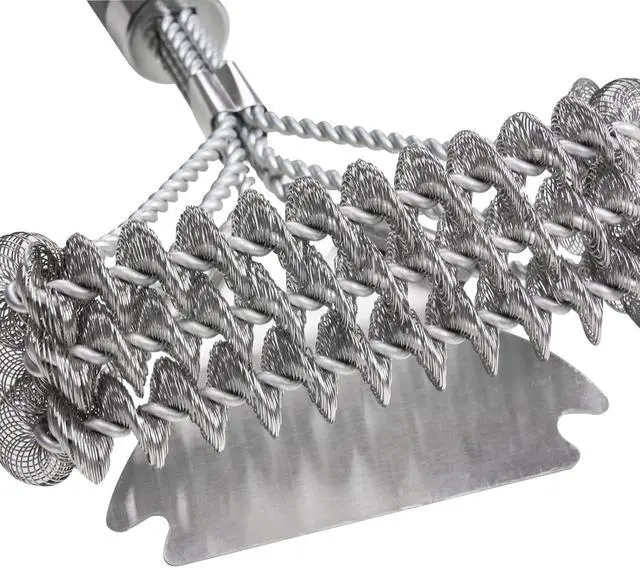 Alt view image 3 of 7 - BBQ Grill Brush and Scraper Stainless Steel Bristle Free Grill Cleaner 17 in