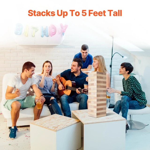 Alt view image 4 of 7 - Tumbling Timber Toy 60 Blocks Giant Tumble Tower Blocks Game Pine Wood Bag
