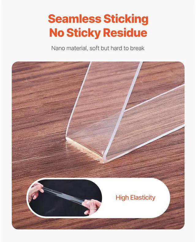Alt view image 4 of 7 - Double Sided Tape Heavy Duty, 16 ft Long Nano Mounting Tape, Strong Adhesive & Reusable, Clear Two Sided Wall Tape, Removable Poster Picture Hanging Strips for Home, Office, Car, Outdoor Use