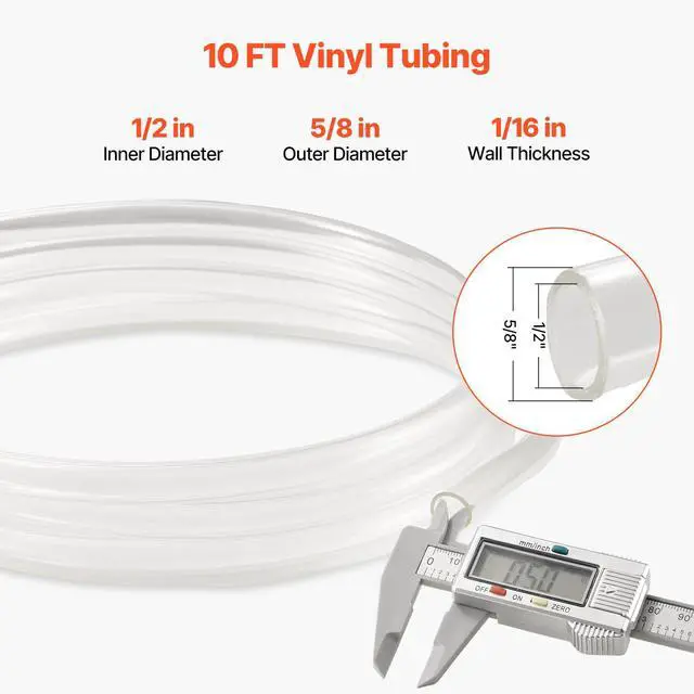 Alt view image 4 of 7 - Clear Vinyl Tubing 1/2" ID x 5/8" OD 10FT Plastic PVC Tubing Flexible Hose