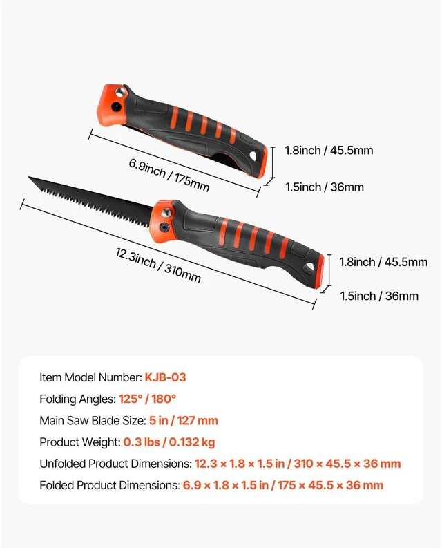 Alt view image 3 of 7 - Folding Jab Saw 5 in Foldable Jab Saw with Soft Grip Handle for Drywall PVC