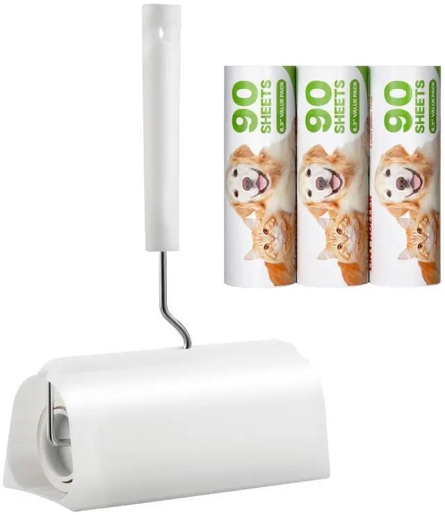 Alt view image 5 of 7 - Sticky Lint Roller, 3 Pack Large Pet Hair Rollers Remover Set, 270 Sheets Extra Sticky Lint Roller with Upgraded Handle, Portable Cat and Dog Hair Remover for Carpet, Couch, Clothing and Bedding