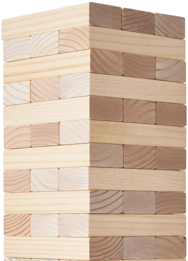 Alt view image 7 of 7 - Tumbling Timber Toy 60 Blocks Giant Tumble Tower Blocks Game Pine Wood Bag