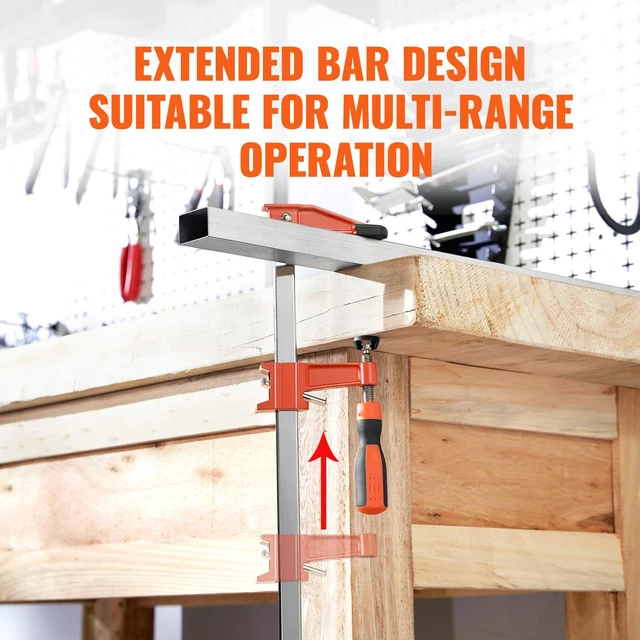 Alt view image 5 of 7 - Bar Clamps for Woodworking, 2-Pack 36" Clamp/Spreader, Quick-Change F Clamp with 600 lbs Load Limit, 2.5" Throat Depth, Cast Iron and Carbon Steel, Wood Clamps for Woodworking Metal Working