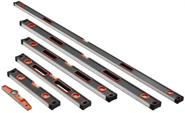 Alt view image 5 of 7 - 6-Piece Torpedo Level, 78/48/32/24/16/10 Inch Box Levels Set, Bubble Vials Ruler for 45/90/180 Degree, Shock-Proof Aluminum Alloy Magnetic Leveler Tool, SAE/Metric Scale