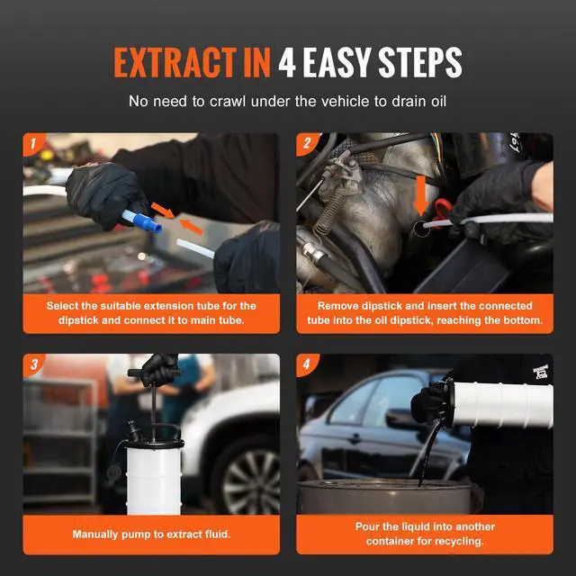 Alt view image 7 of 7 - Fluid Extractor, 1.74 Gallons (6.5 Liters), Manual Hand-Operated Oil Changer Vacuum Fluid Extractor with Dipstick and Hose, Oil Extractor Change Pump for Automotive Fluids Vacuum Evacuation