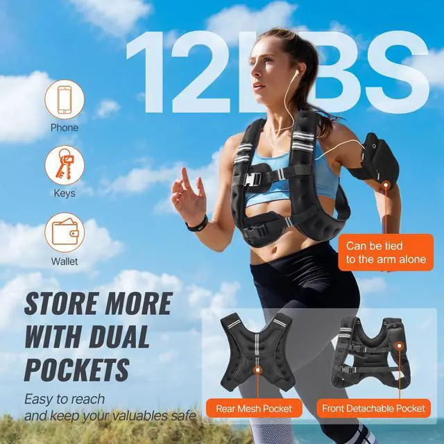 Alt view image 2 of 7 - 12lb Weighted Vest for Men Women Workout Equipment for Strength Training