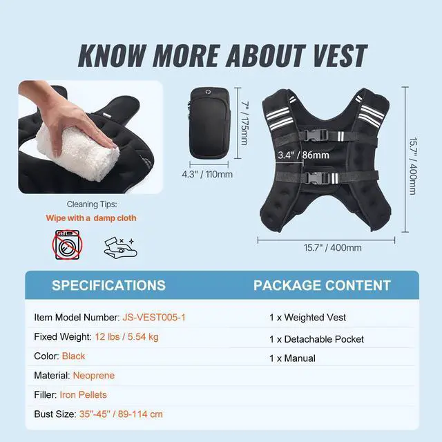 Alt view image 4 of 7 - 12lb Weighted Vest for Men Women Workout Equipment for Strength Training