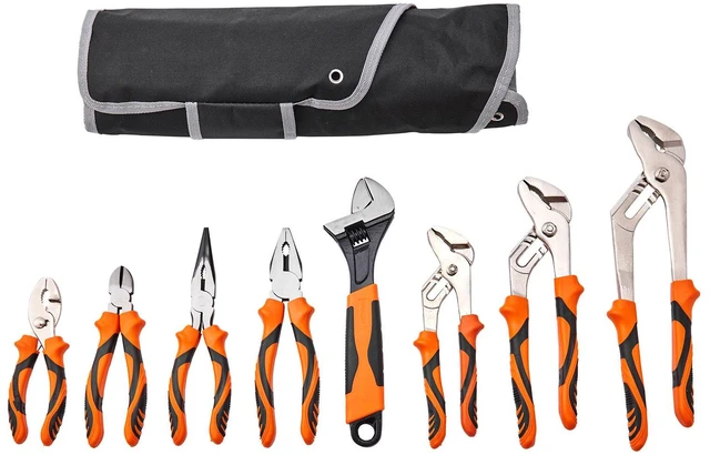 Alt view image 4 of 7 - 8-Piece Pliers Set, High Carbon Steel, 12"/10"/8" Groove Joint Pliers, 8" Linesman's Pliers, 6" Slip Joint Pliers, 8" Long Nose Pliers, 6" Diagonal Cutter, 10" Adjustable Wrench, and Tool Bag