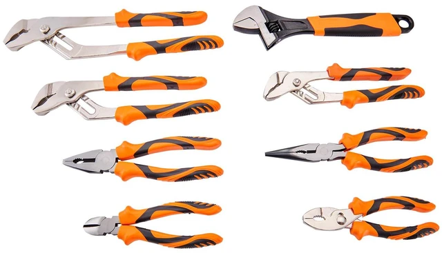 Alt view image 5 of 7 - 8-Piece Pliers Set, High Carbon Steel, 12"/10"/8" Groove Joint Pliers, 8" Linesman's Pliers, 6" Slip Joint Pliers, 8" Long Nose Pliers, 6" Diagonal Cutter, 10" Adjustable Wrench, and Tool Bag