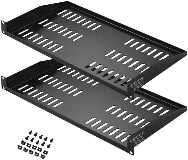 Main image of 2PCS 1U Server Rack Shelf 10"/254 mm Depth Vented Rack Mount Shelf Tray