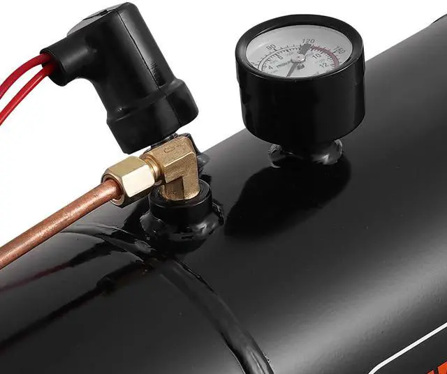 Alt view image 7 of 7 - Train Horns Kit, 4 Trumpet Air Horn Kit, 150dB Train Horns for Pickup Trucks, 12V 120 psi Air Compressor 0.8 Gal/3 L Tank with Gauge for Any 12V Vehicle Car Truck Train Van Boat