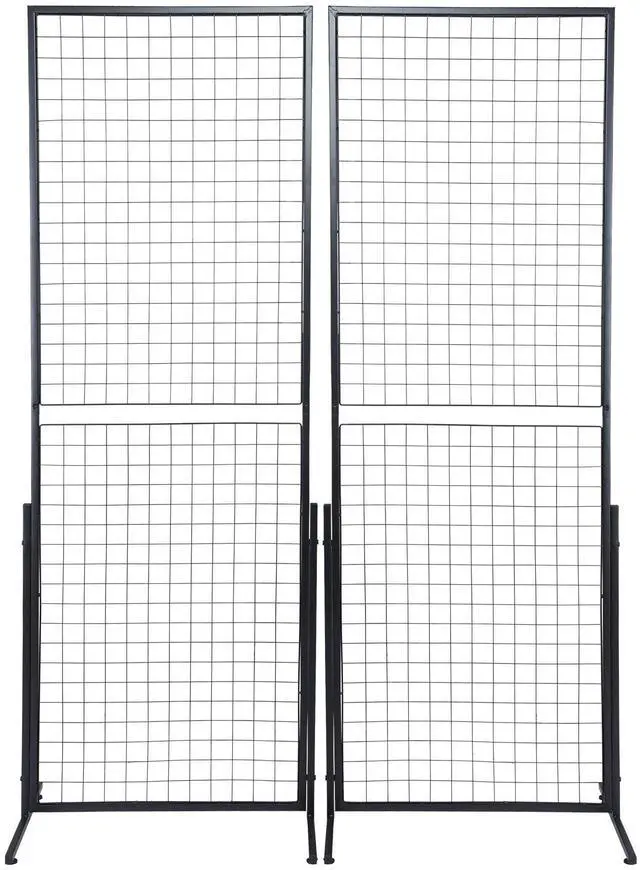 Main image of 2' x 5.6' Grid Wall Panels Tower, 2 Packs Wire Gridwall Display Racks with T-Base Floorstanding, Double Side Gridwall Panels for Art Craft Shows, Retail Display with Extra Clips and Hooks