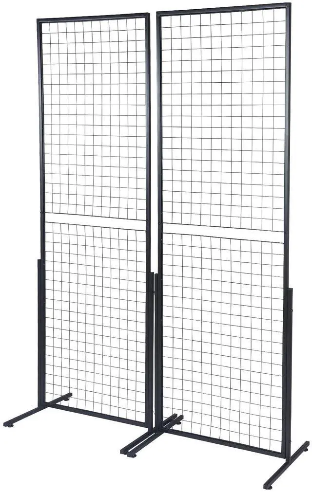 Alt view image 5 of 7 - 2' x 5.6' Grid Wall Panels Tower, 2 Packs Wire Gridwall Display Racks with T-Base Floorstanding, Double Side Gridwall Panels for Art Craft Shows, Retail Display with Extra Clips and Hooks
