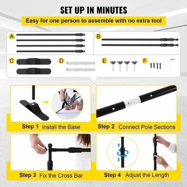 Alt view image 2 of 7 - Telescopic Backdrop Banner Stand 8' x 8' Banner Stand Adjustable Step and Repeat Backdrop Banner Stand Retractable Banner Stand with Carrying Bag (8 ft)
