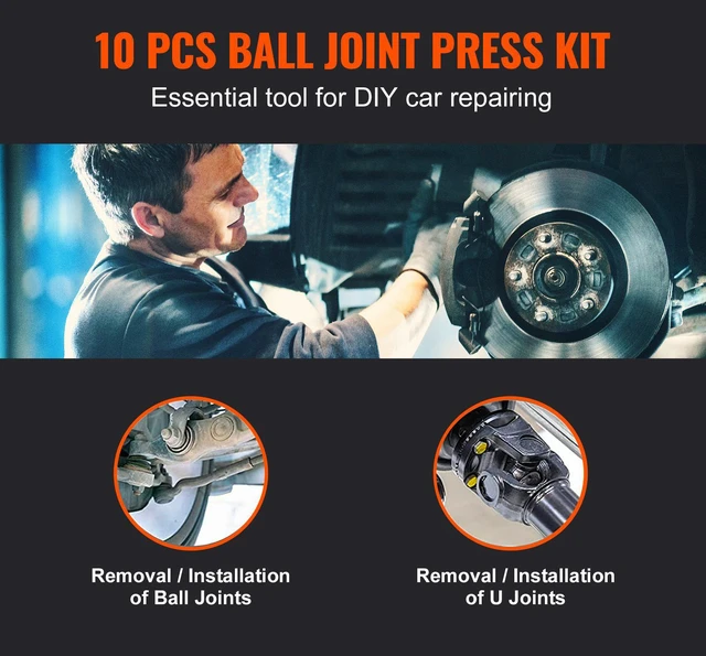 Alt view image 3 of 6 - Ball Joint Press Kit C-press Ball Joint Tools 10 pcs Automotive Repair Kit