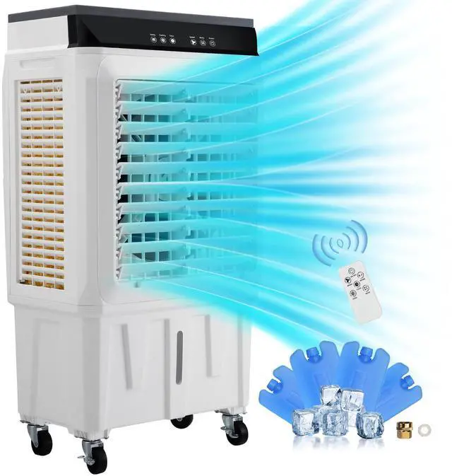 Alt view image 6 of 7 - Evaporative Air Cooler, 2100 CFM, 135° Oscillating Swamp Cooler with Adjustable 3 Speeds and 12 H Timer, 7 Gal Portable Air Cooler for 750 Sq.ft, Indoor/Outdoor Use