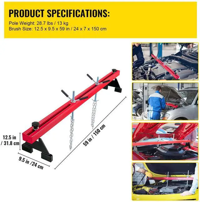 Alt view image 2 of 7 - Engine Support Bar 1100 Lbs Capacity Engine Transverse Bar Engine Hoist 2 Point Lift Holder Hoist Dual Hooks, Engine Hoist Keeps Engine Stable for Home Garages & Auto Repair Shop