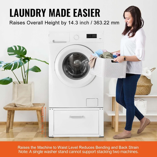Alt view image 3 of 7 - Laundry Pedestal 27" Wide 14.4" Height, Washer And Dryer Base Stand Platform Universal Fit 660lbs Capacity, Heavy Duty Multi-Functional Base for Washing Machine with Drawer & Rich Accessories