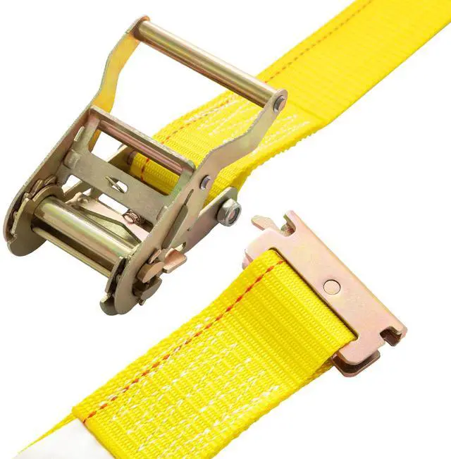 Alt view image 3 of 7 - E Track Ratchet Strap, 18PCS 2" x 15' E-Track Straps 4400 LBS Breaking Strength, with Polyester Webbing & Spring Fitting & Ratchets, Durable Tie-Downs for Motorcycles, Tire, Trailer Loads