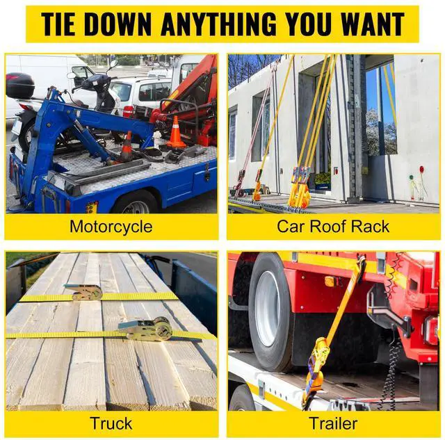 Alt view image 6 of 7 - E Track Ratchet Strap, 18PCS 2" x 15' E-Track Straps 4400 LBS Breaking Strength, with Polyester Webbing & Spring Fitting & Ratchets, Durable Tie-Downs for Motorcycles, Tire, Trailer Loads